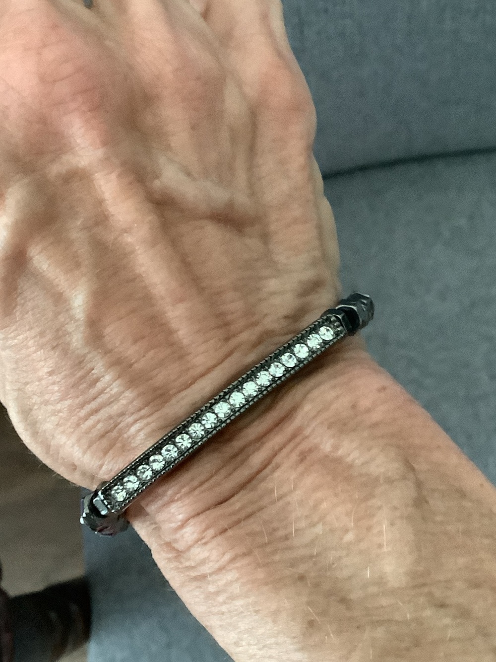 Park Lane Black Bar Bracelet with Clear Crystals